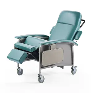 VEVOR Geri Chair Recliner, 4-Position Reclining Geri Chair, Trendelenburg Medical Recliner Chair with 4 Wheels, Soft Padded Seat & 2 Trays for Hospital, Nursing Home, Geriatric Home Care
