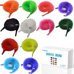 60 Pcs Magic Twisty Worm Wiggly Fuzzy Worms on a String Toys for Party Supplies,12 Colors-