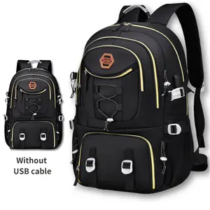 Stylish Multifunctional Backpack - Durable Nylon with Crocodile Texture, Large Capacity for Laptop, Travel, School & Work, White & Brown Design
