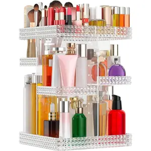 Makeup Organizer 360 °   Rotating Acrylic Clear Organizador De Perfumes, 7 Large Makeup Organizers and, Perfume Organizer for, Dresser (Plus Size Clear)