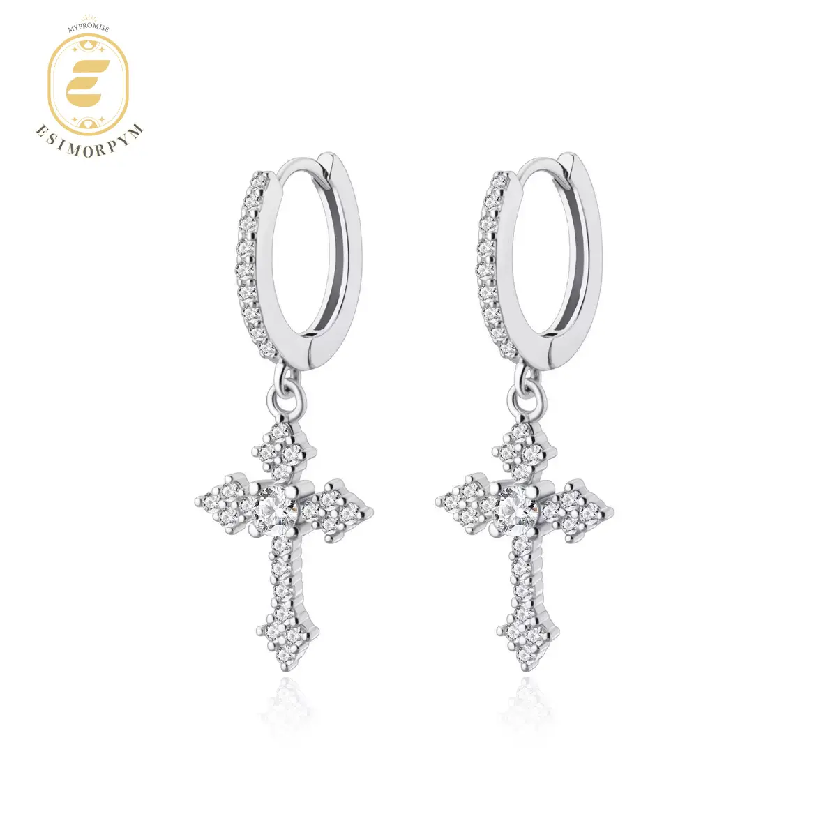 Rhombic Cross Earrings Cubic Zirconia Copper Earrings Accessories Perfect Birthday Engagement Wedding Anniversary Gift