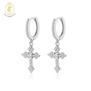 Rhombic Cross Earrings Cubic Zirconia Copper Earrings Accessories Perfect Birthday Engagement Wedding Anniversary Gift