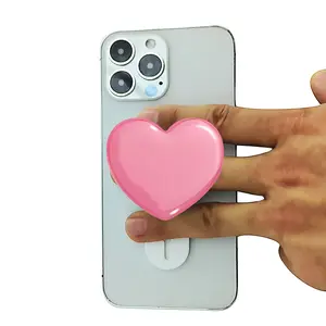 Cute Pink Heart Phone Grip for Back of Phone – Phone Holder & Stand for Hand, Phone Loops for iPhone 17 16 15 14 13 Pro Max, Finger Strap for Kindle/Table/iPad, Cell Phone Strap Grip Holder