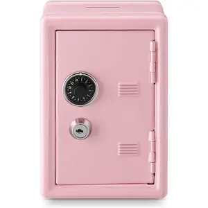 Safe and  Lock Box, Mini Size  Safe Box for   and valuables, 4.6"x 4.2"x 6.9" Pink