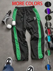 New Men's Casual Sport Pants, Loose Fit, Elastic Cuff, Fashion Letter Print, Lightweight Fabric, Perfect for Daily Wear, Athleisure Style Bottoms