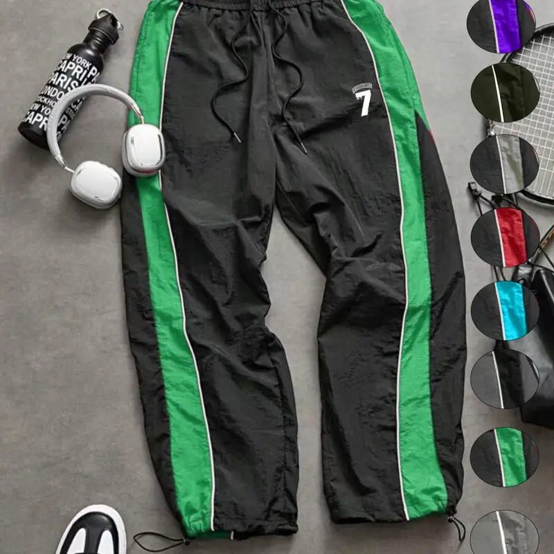 New Men's Casual Sportswear Pants, Casual Comfy Sporty, Loose Fit, Elastic Cuff, Fashion Letter Print, Lightweight Fabric, Perfect for Daily Wear, Casual Sporty Pants