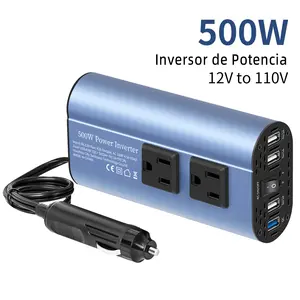 Modified Sine Wave Car Power Inverter, DC 12V to AC 110V Peak 500W Power Converter with US Plug & USB Port, Portable Vehicle Power Charger Adapter for Car RV Outdoor Travel