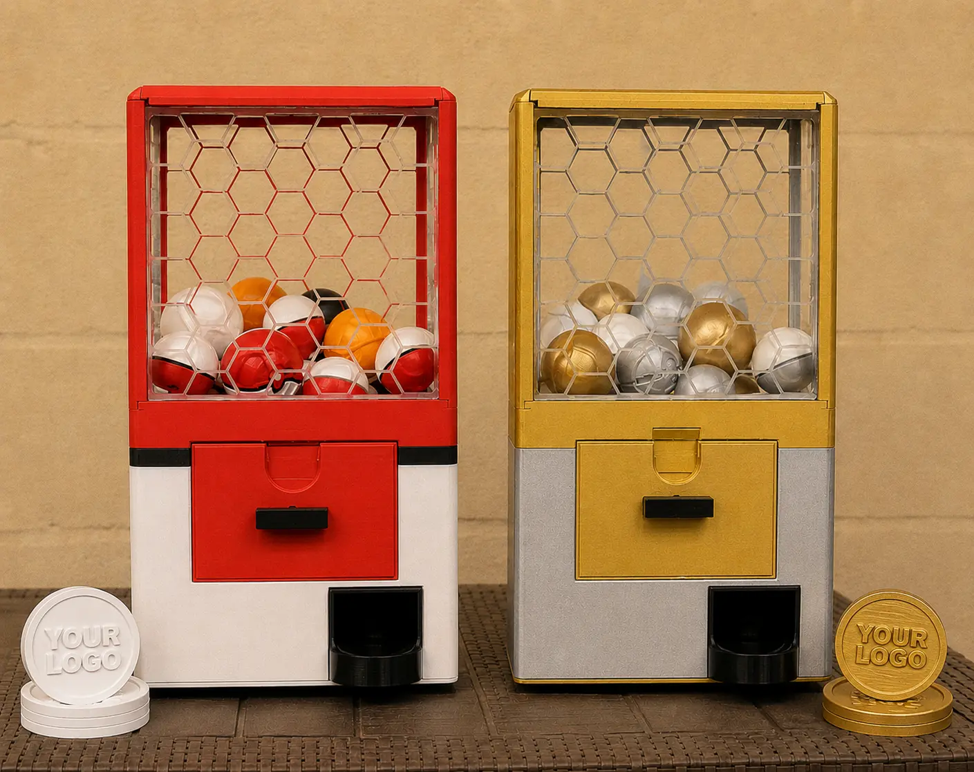 Gacha Pop Mystery Prize Dispenser - Modular Capsule Toy Vending Machine, Eco-Friendly Recycled Material