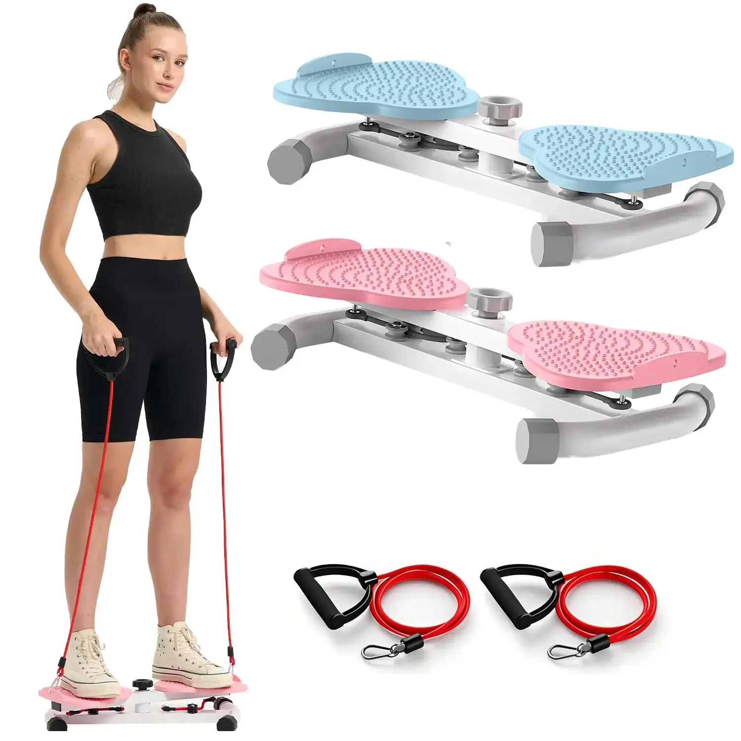 Non-Slip Waist Twister Board with Pull Rope - 300 LBS Capacity Noiseless Balance Training Equipment, Home Gym Core Workout Machine for Women, Men