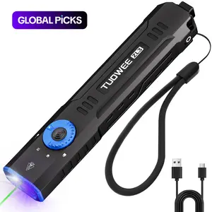 Rechargeable Edc Flashlight with Beam UV LED, Portable Pocket Light, Outdoor Emergency, Super Bright Rechargeable Torch, High Lumen Flashlights #GLOBAL PICKS