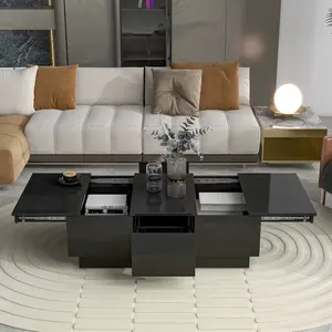 Modern High-Gloss Coffee Table – Extendable Sliding Top with Hidden Storage