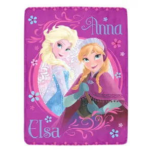 DISNEY CLASSIC Frozen Throw Blanket, Soft Cozy All-Season Camping & Travel Blanket with Vibrant Floral Print, Durable Lightweight for Outdoor Adventures, Loving Sisters
