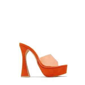 Pamela Statement Platform Mule Heels – Orange