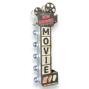 26 in Double-Sided Metal Retro Marquee Letter Sign - LED Lighted, Lightweight Hanging Decorative Vintage Plaque, Home Office Decor, Off-The-Wall Home Supplies