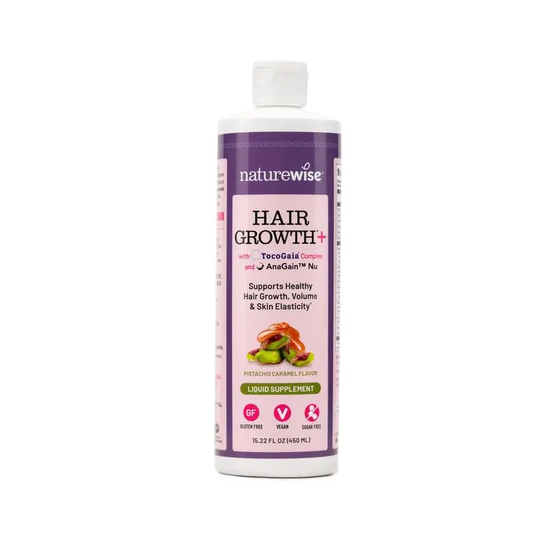 NatureWise Liquid Hair Growth Plus Hair Care Supplement - 15.22 oz, Pistachio Caramel Flavor, Vegan