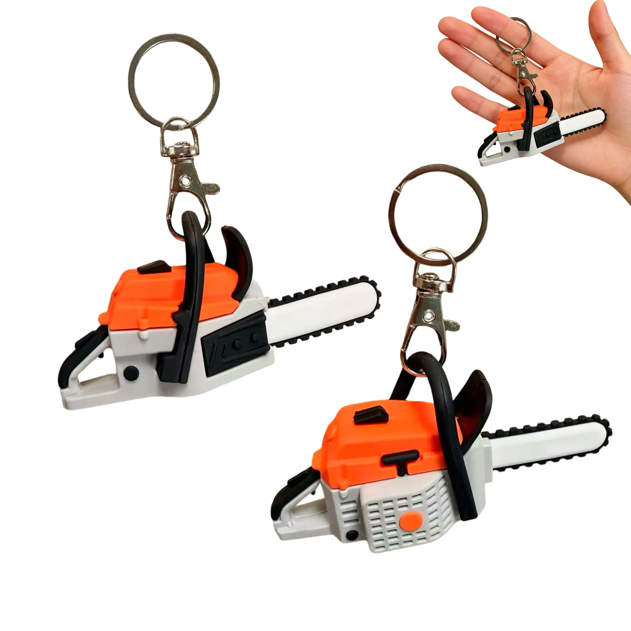 Party Small Gift Set, 2-Piece PVC Chainsaw Mini Model Fake Chainsaws Keychain, Keyrings for keys, Outdoor Tool Miniature Chainsaw Tools, Garden Decor Accessories, Keychain for car keys ()