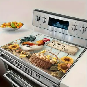 1pc Vibrant 2D Flat Decoration Stove Protector Stove Top Cover for Electric Stove Printed Stove Protector, Kitchen Accessory, Home Decoration |   Modern Kitchen Decor |   Kitchen Mat, Stove Decor