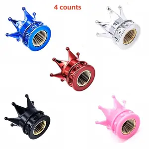 Creative Crown Design Car Tire Valve Cap Dust Cover, Chrome Plated Decorative Plug for Cars Motorcycles Electric Bikes, Durable Auto Accessory, Car Parts