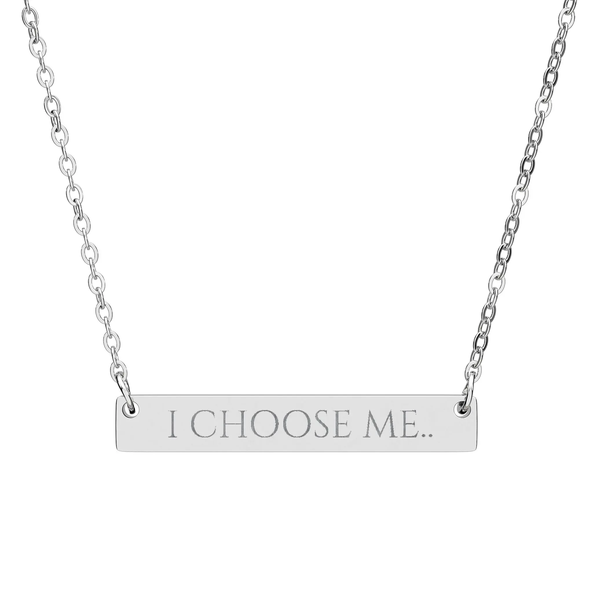 "I Choose Me Horizontal Bar Necklace - Engraved Name Plate, 1 Size Casual Geometric Stainless Steel Chain Jewelry Necklace, Fashion Costume Jewelry Accessory"