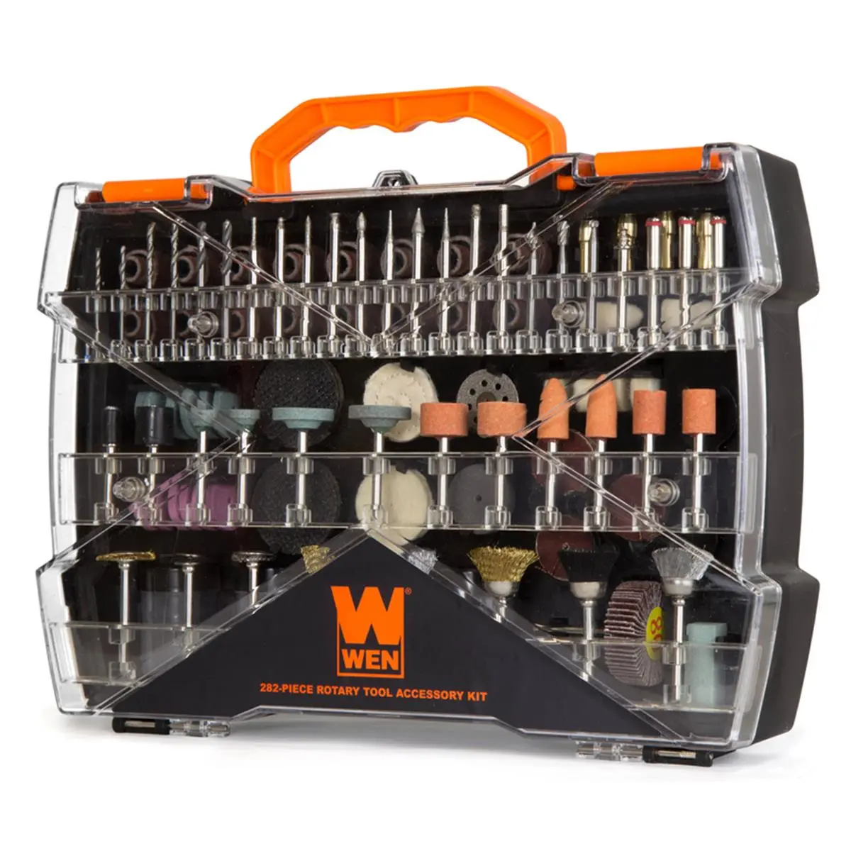 WEN 282-Piece Rotary Tool Accessory Kit - Grinding Set with 1/8 in. Shank Diameter Drill Bits, Cutting Function, Easy Handling & Organized Carry Case for Cycling, Outdoor Recreation Equipment, Shank Diameter-1/8 In.