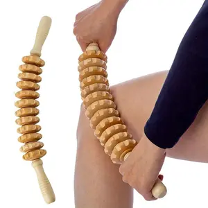 Ergonomic Wooden Massage Roller with Handle, Foot Heel Ankle Leg Massager, Smooth Rolling Muscle Relaxation Tool, Body Care, Relief Roller