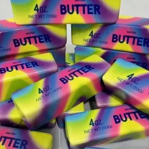 Rainbow Butter Stick Squishy, Portable Unisex Anxiety Fidgets Stress Relief Toy, Durable Silicone Classic Novelty Toy with Foam Slow-Rise Texture