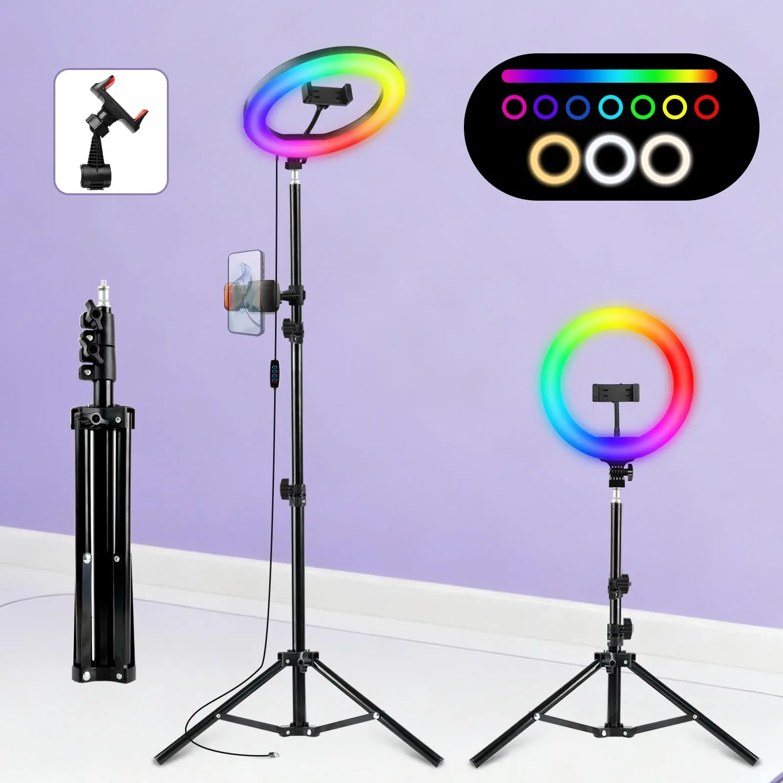 10'' selfie ring light tripod Adjustable Stand, tripod with color temperature light, lighting for Video Recording,Zoomighting for Computer, Meeting, Live Streaming#SummerWins#Fathersdaygift