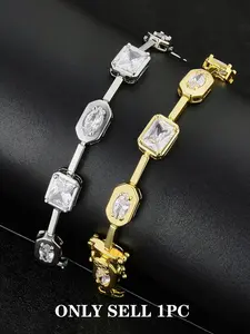 Iced Chics 1pc Hip-hop Synthetic Zircon Bracelet, Trendy Stack Bangle, Suitable for Daily Wear, Hip-hop Street Style, High Cost Performance, The Best Choice for Gifting, Fashionable Jewelry Accessories
