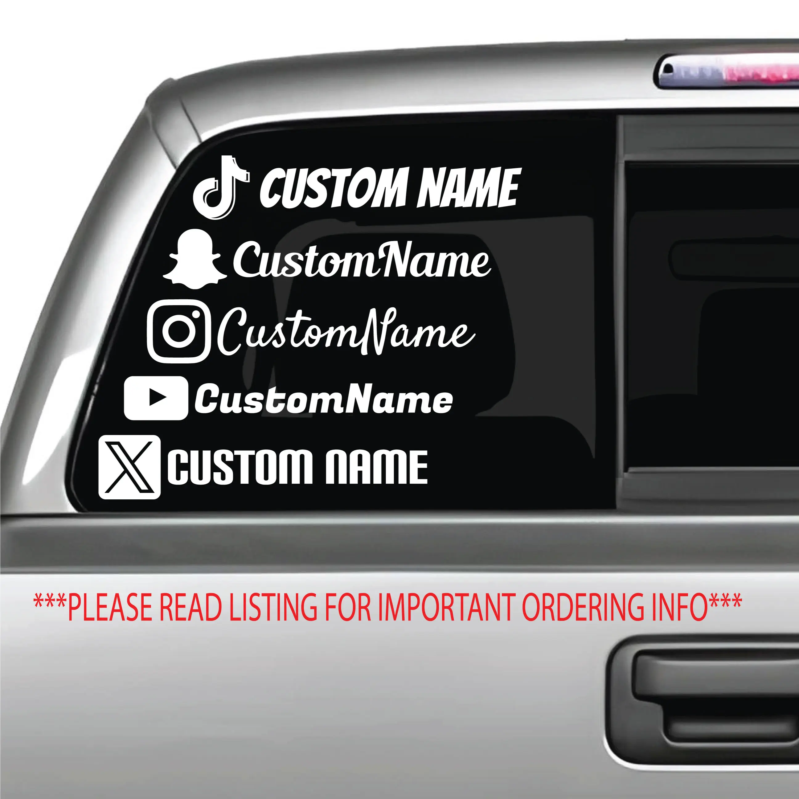 Social Media User Name Custom Vinyl Decal for Cars, Trucks and More!