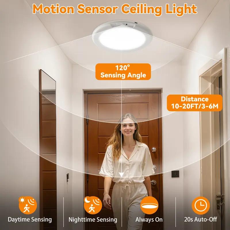 2PCS Ceiling Light,Rechargeable Motion Sensor Ceiling Lightwith Remote,Closet Lights Motion Sensored, Wireless,Magnetic Mount, 3 Adjustable Color TemperaturesBatteryOperated Ceiling Lamps for Bedroom Closet Shower StairsShed Hallway Porch Patio Dimmable