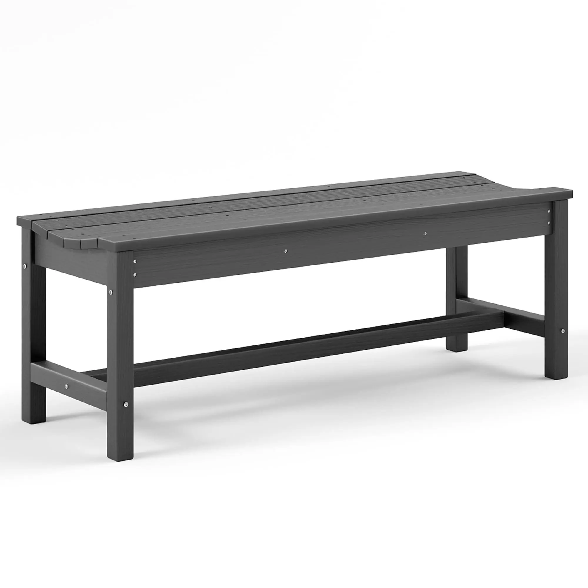 Outdoor Bench with Curved Seating, HDPE 2-Person Backless Bench Holds up to 800lbs, Weatherproof Garden Bench for Porch, Patio, Park, Entryway（Grey）