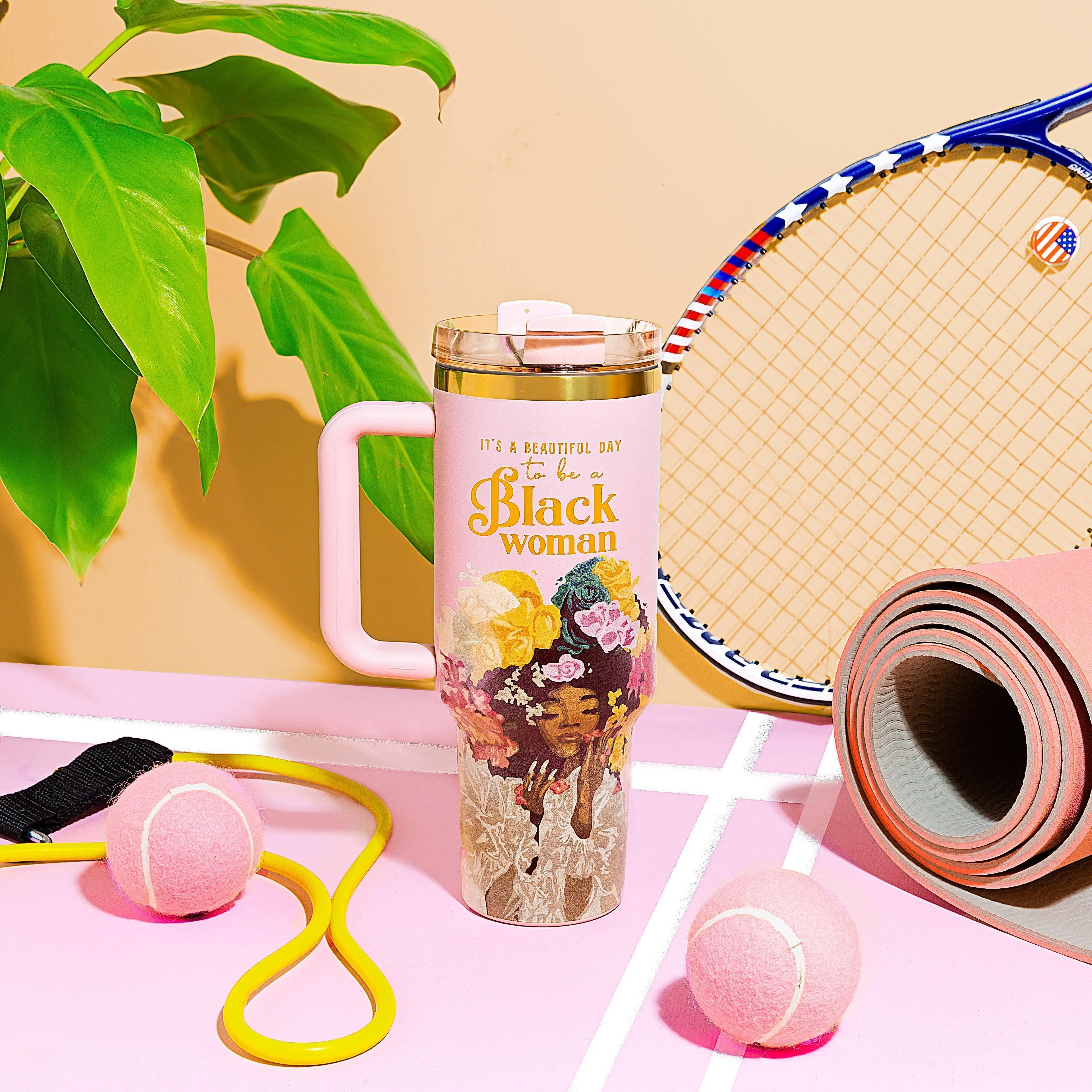 Pink "Royalty Blossomed" FlowSip™ Insulated Tumbler – It's a Beautiful Day to Be a Black Woman