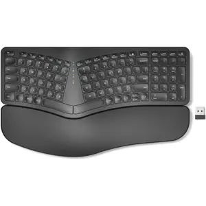 Split  Keyboard with Cushioned Wrist and Palm Rest, 2.4G USB  Comfortable   Split Keyboard, for Windows  Desktop Laptop