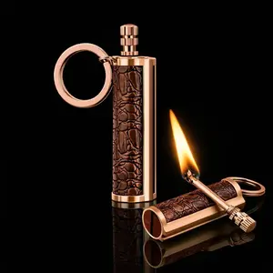 Permanent Match Lighter, Kerosene Igniter, Keychain, Metal Match Open Flame Igniter Equipment, Portable Metal Keychain Men's Gift, Suitable For Outdoor Camping And Hiking (Kerosene Is Not Included In Delivery, You Need To Bring Your Own Kerosene