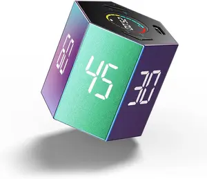 Ticktime Pomodoro Timer Cube, Hexagon Productivity Timer, Pause & Resume, Silent, Vibrate & Adjustable Sound Alert, for , Task, Work, Study, 5/15/25/30/45/60min & Custom Countdown, Purple