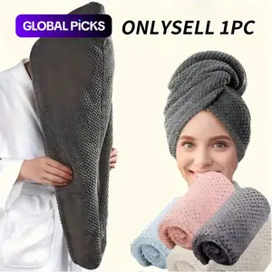 Absorbent Microfiber Hair Towels, 300GSM Soft Quick-Dry Hair Drying Cap for Normal Hair, Unscented Curl Enhancing Textured Hair Wrap Turban, Easy Button-Fastening Design for Bathroom Accessories, Absorbent Thickened Towels