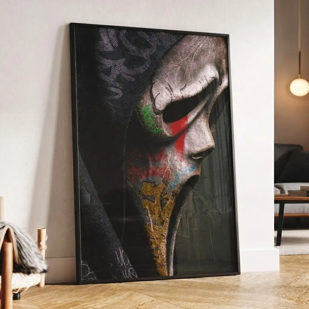 Halloween Ghost Mask Poster – Graffiti Art Horror Print – Scream Inspired Unframed Print – Hypebeast Halloween Wall Decor Glossy Matte modern artwork Decoration Artistic