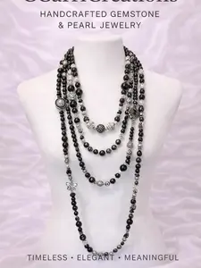 1009-Golden Obsidian Necklace Handcrafted Gemstone Elegant Statement Jewelry with Gold-Toned Accents 18 Inches Length Gift Boxed