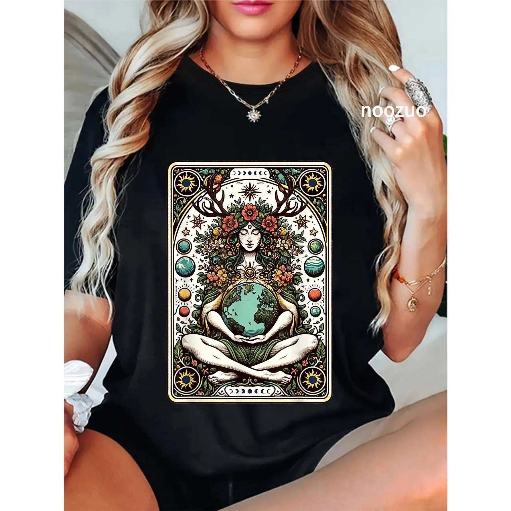 100% Cotton Gaia Greek Goddess Pagan Mother Earth Nature Tarot Card T-Shirt