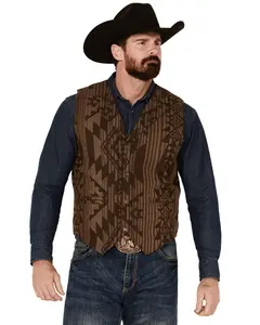 Cody James Men's Southwestern Print Jacquard Vest - Cjsp24v15-Brn