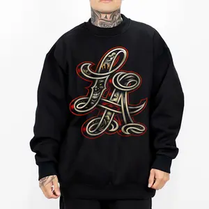 La Los Angeles Red Chicano Clothing Cholo Gangster Hoodie for Men Streetwear Lowrider Graphic Tee Unisex Loose Fit 50% Cotton 50% Polyester Red Color - Fabric, Menswear Oversize Oversized