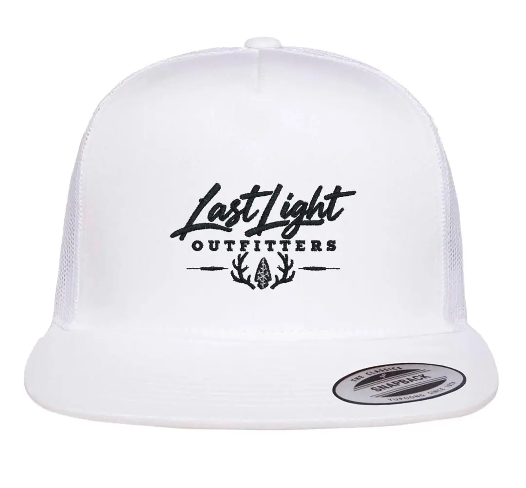 Last Light Outfitters White SnapBack Hat with Logo Design, $35
