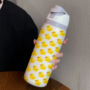 32oz Cute Duck Dual-Drink Sports Water Bottle Tumbler, Insulated Travel Drinkware, Vacuum Flask, Stainless Steel Vacuum Insulated, Large Capacity Fruit Cup, Perfect Gift for Women