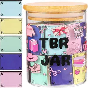 TBR Jar Gifts for Book Lovers Reading Accessories To Be Read List Jar with 100 Colorful Notes Bookish Bookworm  for Book lover (Style 2)