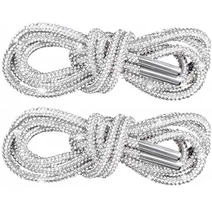 A Pair Rhinestone Glitter Ropes, Crystal Bling Bling Shiny Round Shoe Laces for Sneakers, Drawstring Cords Replacement