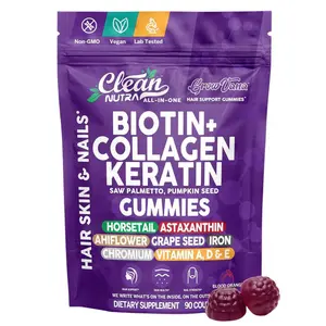 Clean Nutra Biotin+, Collagen, Keratin, Saw Palmetto, Pumpkin Seed & Astaxanthin for Hair, Skin & Nail Support Gummies – GrowVana