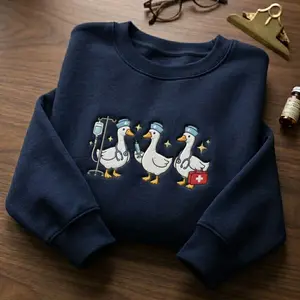 Embroidered Cute Nurse Ducks Sweatshirt, Nurse Team Shirt, Funny Healthcare Crewneck, Nurse Appreciation Gift