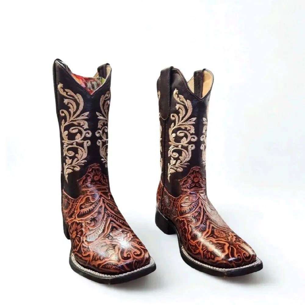 Women Hand Tool Square Toe Boots