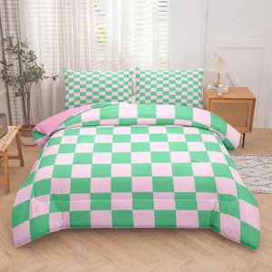 Checkerboard Pattern Bedding Set, 1 Set Including 1 Count Comforter & 1/2 Counts Pillowcase without Pillow Core, Soft Comfortable Bedding Set for Home Bedroom, Soft Breathable Bedding