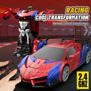 Transform Remote Control Car for boys aged 3-15, 2.4GHz remote control, 1:18 scale robot transformation, 360° rotation, includes rechargeable battery, high-quality ABS plastic, gift set, perfect for a child's birthday and easter .